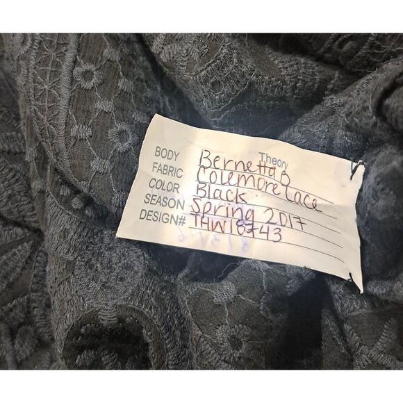 Theory Womens Medium Lace eyelet Top Sheer Black bernetta witchy whimsy goth - Picture 5 of 6